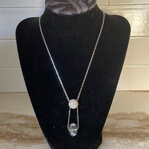 Swarovski Crystal Cut Crystal & Pavé Circle Ball Silver Necklace Pendant
